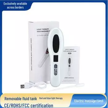 Электрическая массажная расческа EMS с цветной подсветкой для роста волос и ухода за кожей головы отрицательными ионами белый