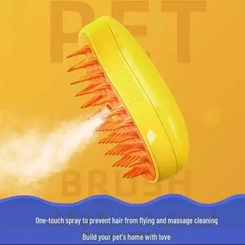 «Электрическая массажная расческа-спрей для домашних животных для ухода без воды и антистатического ухода» Pet Massage Comb жёлтый