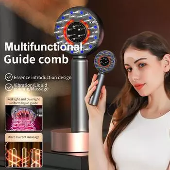 Электрическая массажная расческа Вибрационная массажная щетка для волос и кожи головы Способствует росту волос Многофункциональный красный свет Питает здоровье кожи головы белый