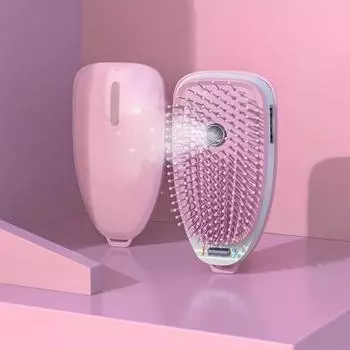 Электрическая массажная расческа Вибрационный спрей Увлажняющий антистатический Восстановление волос Массажный уход за кожей головы Съемная насадка щетки Более толстая Полная защита от спутывания розовый