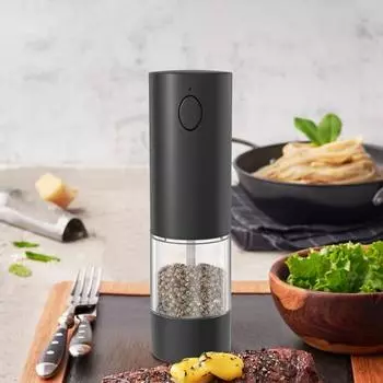 Электрическая мельница для перца и соли со светодиодной подсветкой, регулируемая степень помола, мельница для специй с зарядкой через USB для кухни, ресторана, вечеринки, пикника
