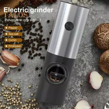 Электрическая мельница для перца и соли, регулируемая степень помола, мельница для специй со светодиодной подсветкой, работающая от батареи, автоматическая мельница для кухни, ресторана, вечеринки