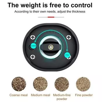 Электрическая мельница для перца и соли, регулируемая степень помола, мельница для специй со светодиодной подсветкой, работающая от батареи, автоматическая мельница для кухни, ресторана, вечеринки
