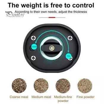 Электрическая мельница для перца и соли, регулируемая степень помола, мельница для специй со светодиодной подсветкой, работающая от батареи, автоматическая мельница для кухни, ресторана, вечеринки