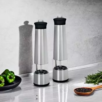 Электрическая мельница для перца, мельница для специй, мельница из нержавеющей стали Prmium с крышкой, регулируемая керамическая мельница со светодиодной подсветкой