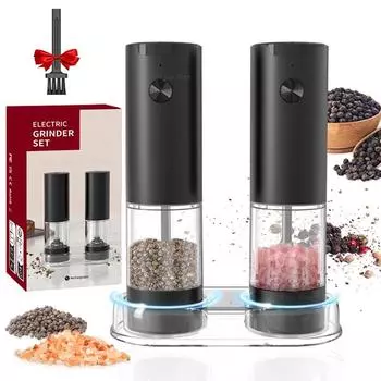 Электрическая мельница для соли и перца, автоматическая мельница для соли и перца, регулируемая степень помола, мельница для специй со светодиодной подсветкой, кухонный инструмент, подарок
