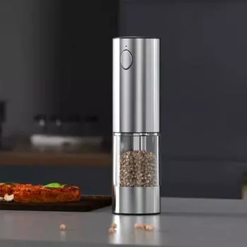 Электрическая мельница для соли и перца со встроенным освещением Перезаряжаемая USB-C Регулируемая степень грубости Двойная зарядная база Мельницы для управления одной рукой 1 Set