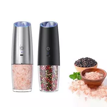 Электрическая мельница для соли и перца, емкость 6 унций, регулируемая степень помола, перечница со светодиодной подсветкой, мельница для специй, управляемая одной рукой чёрный