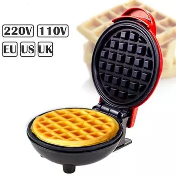 Электрическая мини-вафельница 110 В и 220 В, кухонный прибор для детей, горшок для завтрака, десерта, маленькая яичница UK Plug красный