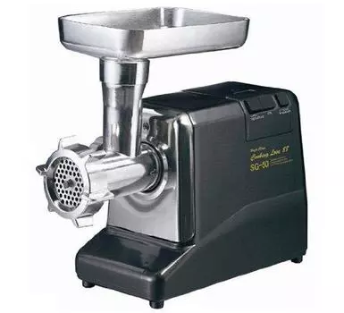 Электрическая мясорубка Fukuno Sangyo для приготовления фарша и энергопотребления 3 вида нарезки 3 размера насадок для колбас SG-50 [Для мисо, 350 Вт,