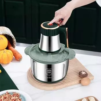 Электрическая мясорубка из нержавеющей стали с большой емкостью для измельчения продуктов, кухонный комбайн для овощей EU синий