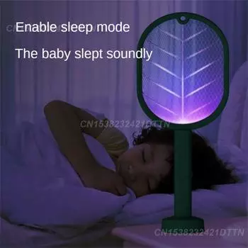 Электрическая мухобойка Электрический шокер Внутренняя и внешняя мухобойка Ловушка Борьба с вредителями Электрическая мухобойка для комаров Ловушки-ловушки зелёный