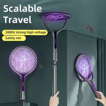 Электрическая мухобойка от комаров складная конструкция 3500 В мощный ударный аккумулятор USB Type-C фиолетовый