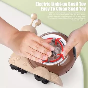 Электрическая мультяшная машинка-улитка со светодиодной подсветкой и музыкой, подвижная голова улитки зелёный