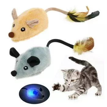 Электрическая мышь для кошек, плюшевые игрушки, светодиодная подсветка, перезаряжаемая интерактивная игрушка для домашних животных, автоматически движущиеся мыши, реалистичный котенок, избавляющий от скуки