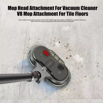 Электрическая насадка для швабры с 6 многоразовыми насадками для швабры, мощный двигатель, простота в использовании