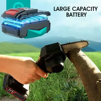 Электрическая обрезная пила 24 В 1680 Вт, бензопила 220 В, мини-портативная одноручная пила, кронштейн для фрез по дереву, бесщеточный двигатель с 1/2 батареями 1xbattery