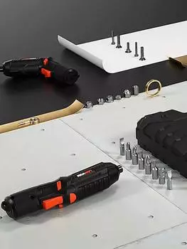 Электрическая отвертка 3,6 В, перезаряжаемая бытовая электрическая дрель, светодиодное освещение, набор электрических отверток, портативный электроинструмент чёрный