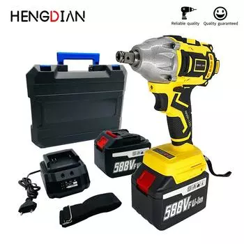 Электрическая отвертка HENGDIAN с максимальным крутящим моментом 320 Нм, аккумулятор, портативный беспроводной электрический ударный гайковерт, бесщеточный