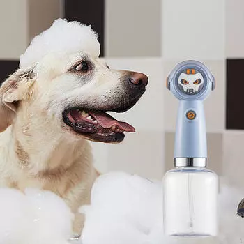 Электрическая пенообразующая машина для кошек, бутылка для смешивания шампуня для домашних животных, принадлежности для мыла-пены для домашних животных светло-синий