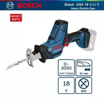 Электрическая пила Bosch GSA 18 V-LI C Сверхмощная аккумуляторная сабельная пила Деревообрабатывающие инструменты 3050 об/мин SDS Быстрая замена без батареи со светодиодом