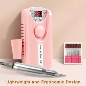 Электрическая пилка для ногтей, 30000 об/мин, аккумуляторная беспроводная пилочка для ногтей с 6-битным ЖК-экраном для полировки ногтей, придания формы, удаления мозолей белый