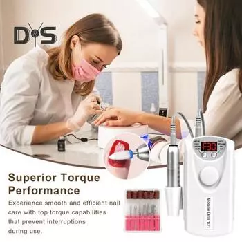 Электрическая пилка для ногтей, 30000 об/мин, аккумуляторная беспроводная пилочка для ногтей с 6-битным ЖК-экраном для полировки ногтей, придания формы, удаления мозолей белый