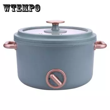 Электрическая плита, многофункциональная кастрюля, бытовая кулинария, барбекю, бездымная электрическая плита вок, электрическая плита, сковорода с антипригарным покрытием синий