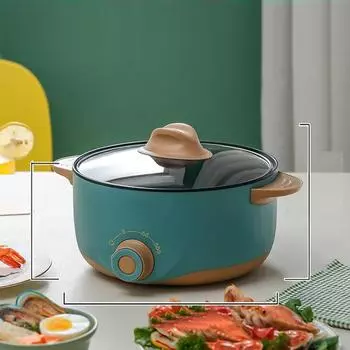 Электрическая плита Многофункциональная плита с антипригарным покрытием Бытовая электрическая сковорода Студенческая электрическая сковорода Электрическая сковорода для приготовления лапши в общежитии 22cm зелёный