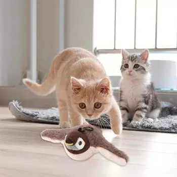 Электрическая плюшевая игрушка для питомца, хлопающая и трясущаяся воробей, заряжающая кошачья игрушка, имитация качающейся птицы