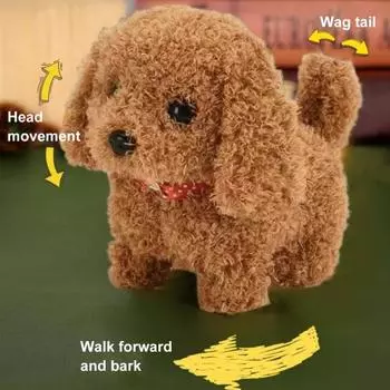 Электрическая плюшевая игрушка для собак Baby Tummy Time Интерактивная лай, виляние хвостом, ходьба, игрушка для щенков, ранняя