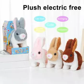 Электрическая плюшевая игрушка, интерактивная ходячая игрушка-кролик, реалистичная плюшевая кукла-игрушка для детей коричневый