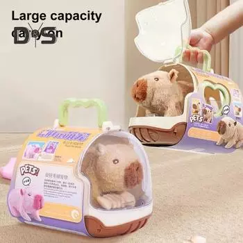 Электрическая плюшевая игрушка капибара интерактивная имитация звука ходячая игрушка для малышей мальчиков и девочек развивающая игрушка для ползания на животе Battery коричневый