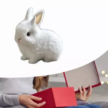 Электрическая плюшевая игрушка кролик электронный питомец анимированный кормящий морковку мягкий на день рождения белый