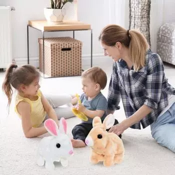 Электрическая плюшевая игрушка кролик интерактивная прыгающая подергивающаяся трясущаяся игрушка кролик для малышей развивающая игрушка для ползания на животе мягкая игрушка для животных J