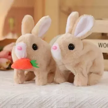 Электрическая плюшевая игрушка кролик интерактивная прыгающая подергивающаяся трясущаяся игрушка кролик для малышей обучающая A