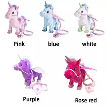 Электрическая плюшевая игрушка лошадь Ангел Лошадь Плюшевые куклы Творческая музыкальная маленькая игрушка лошадь на батарейках PP хлопок для мальчиков и девочек розовый