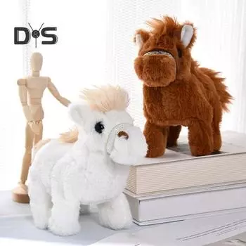 Электрическая плюшевая игрушка-лошадь, интерактивная имитация звука, ходячая игрушка-лошадь для малышей, мальчиков и девочек, развивающая игрушка для ползания на животе, мягкая игрушка для животных светло-коричневого