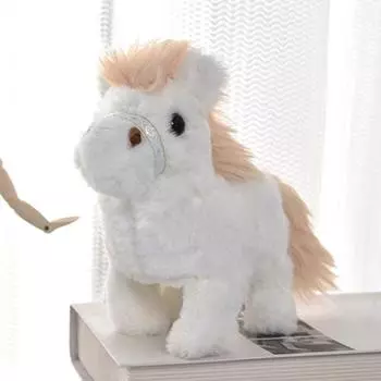 Электрическая плюшевая игрушка-лошадь, интерактивная имитация звука, ходячая игрушка-лошадь для малышей, мальчиков и девочек, развивающая игрушка для ползания на животе, мягкая игрушка для животных светло-коричневого