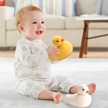Электрическая плюшевая игрушка-утка с музыкой Baby Tummy Time Интерактивные качели Ходячая игрушка-утка жёлтый