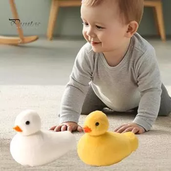 Электрическая плюшевая игрушка-утка с музыкой, интерактивные качели для малышей, играющих на животе, игрушка-ходячая утка, игрушка для раннего развития, ползающая игрушка-животное, подарок для малышей, мальчиков и девочек жёлтый