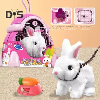Электрическая плюшевая игрушка-животное интерактивная имитация звука виляния хвоста ходячая собака кошка кролик игрушка для малышей мальчики девочки обучающая ползающая игрушка-животное Rabbit