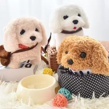 Электрическая плюшевая собака, имитирующая 6 аксессуаров, виляющий хвостом робот, ходьба, лай, успокаивающая игрушка-компаньон для собаки, имитация G