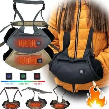 Электрическая поясная сумка для перчаток с подогревом и USB-подогревом, грелка для рук, термомуфта для зимней охоты на природе, кемпинга, работы чёрный