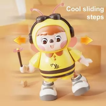 Электрическая поющая танцующая игрушка пчела со светодиодной подсветкой, музыкальная детская ходячая игрушка пчела для малышей, мальчиков и девочек, интерактивная обучающая музыкальная игрушка в виде животного синий