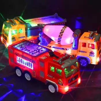 Электрическая пожарная машина детская игрушка с яркими мигающими 4D огнями настоящие звуки сирены Bump And Go пожарная машина игрушка для пожарной машины для A