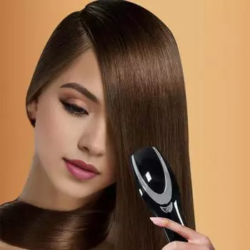 Электрическая расческа для роста волос Профессиональный массажер для кожи головы Красный синий свет Терапия Лечение выпадения волос Портативная электрическая массажная щетка для истонченных волос чёрный