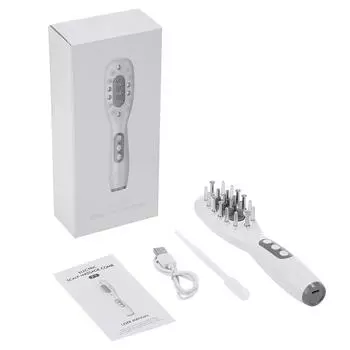 Электрическая расческа для ухода за волосами, массажная расческа с микротоками, кондиционер для волос, светодиодная цветная подсветка, радиочастотный горячий компресс, уход за кожей головы