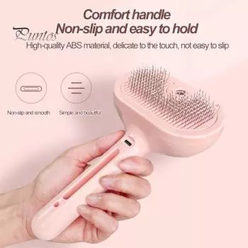 Электрическая расческа-спрей для домашних животных, самоочищающаяся, перезаряжаемая от USB, с дозатором воды, удаляет статические летающие волосы, ухаживает за кошками и собаками розовый