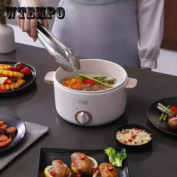 Электрическая рисоварка 1,5 л, бытовая кастрюля на 1-2 человек, однослойная, многофункциональная электрическая кухонная машина, сковорода с антипригарным покрытием зелёный